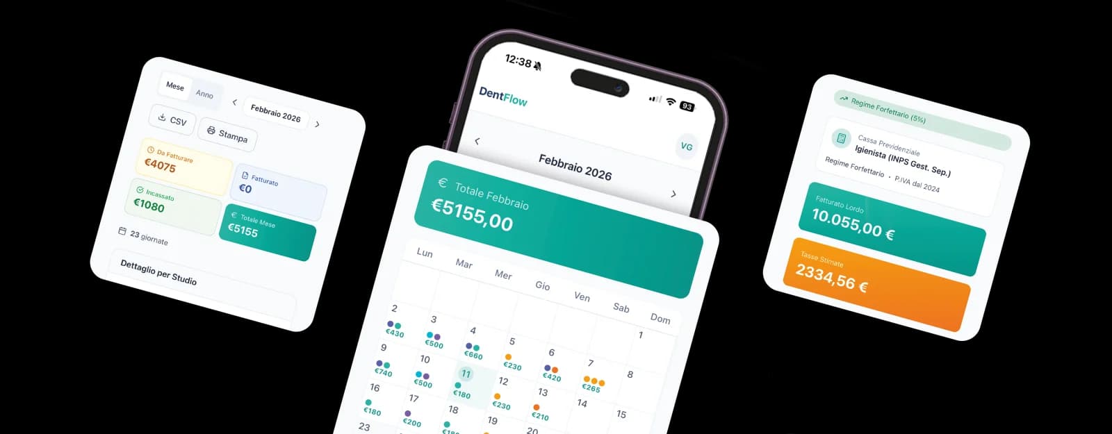 DentFlow — Mockup interfaccia mobile